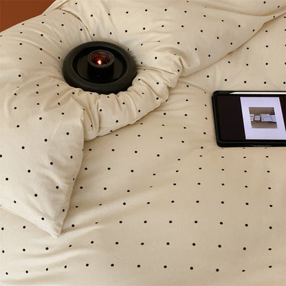 Mini Polka Dot Jersey Knit Bedding Set / Blue + Black