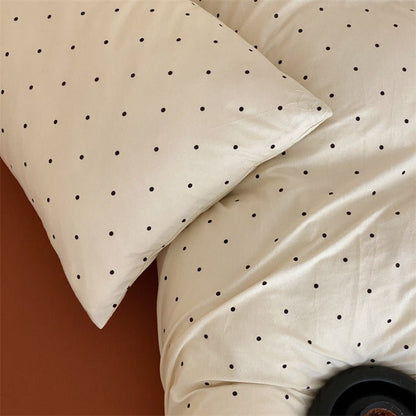Mini Polka Dot Jersey Knit Bedding Set / Blue + Black