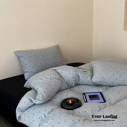 Mini Polka Dot Jersey Knit Bedding Set / White