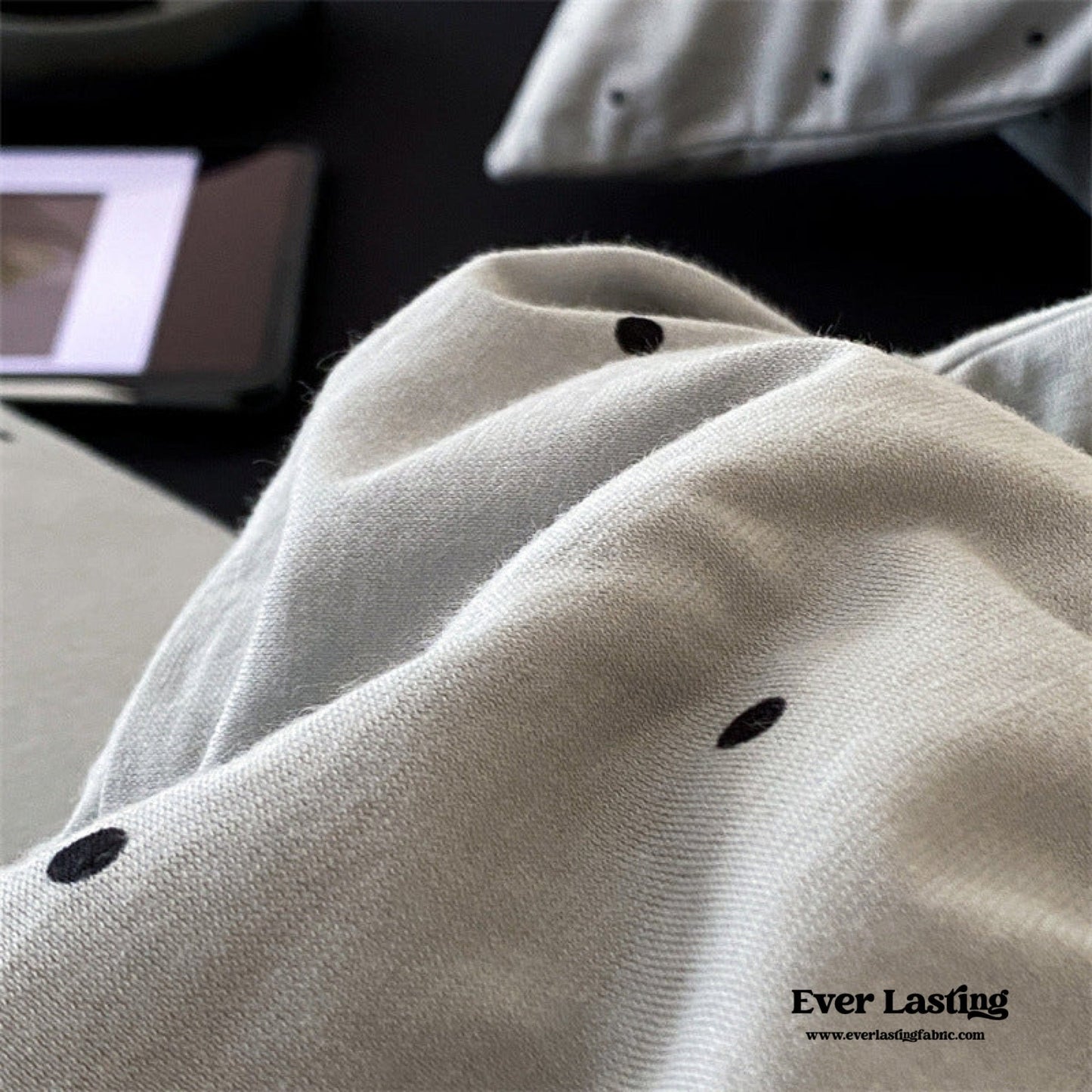 Mini Polka Dot Jersey Knit Bedding Set / White