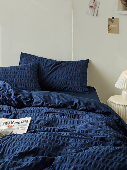 Minimal Bubble Textured Bedding Set / Beige