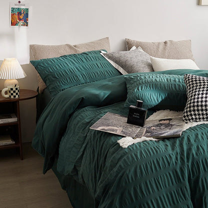 Minimal Bubble Textured Bedding Set / Beige