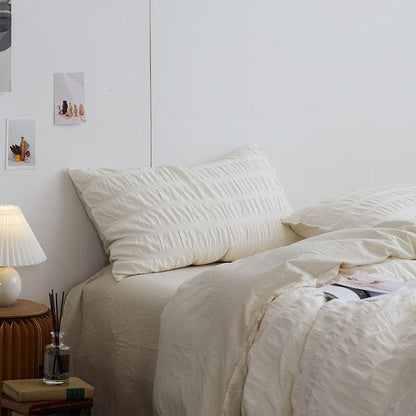 Minimal Bubble Textured Bedding Set / Beige