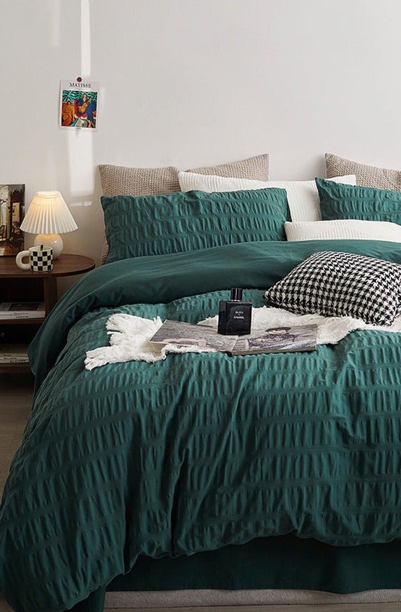 Minimal Bubble Textured Bedding Set / Blue