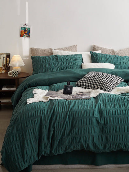 Minimal Bubble Textured Bedding Set / Blue