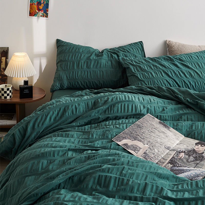 Minimal Bubble Textured Bedding Set / Blue