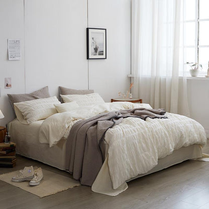 Minimal Bubble Textured Bedding Set / Blue