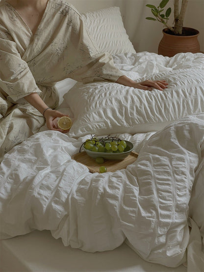 Minimal Bubble Textured Bedding Set / Blue