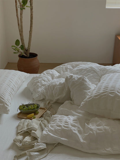 Minimal Bubble Textured Bedding Set / Blue