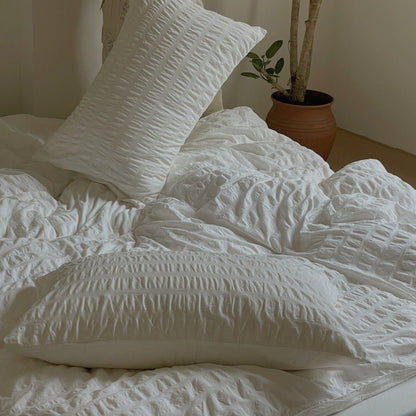 Minimal Bubble Textured Bedding Set / Blue