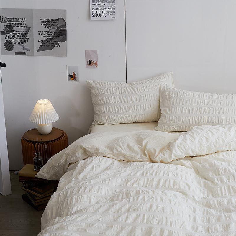Minimal Bubble Textured Bedding Set / Blue