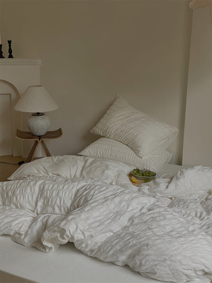 Minimal Bubble Textured Bedding Set / Blue