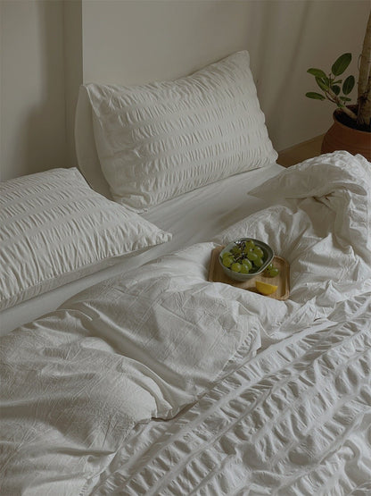 Minimal Bubble Textured Bedding Set / Blue