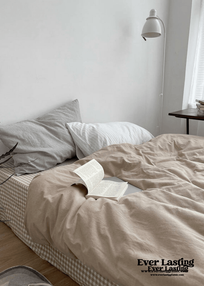 Minimal Mixed Gingham Bedding Set / Blue