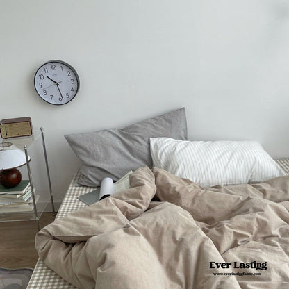Minimal Mixed Gingham Bedding Set / Blue