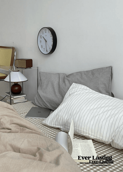 Minimal Mixed Gingham Bedding Set / Blue