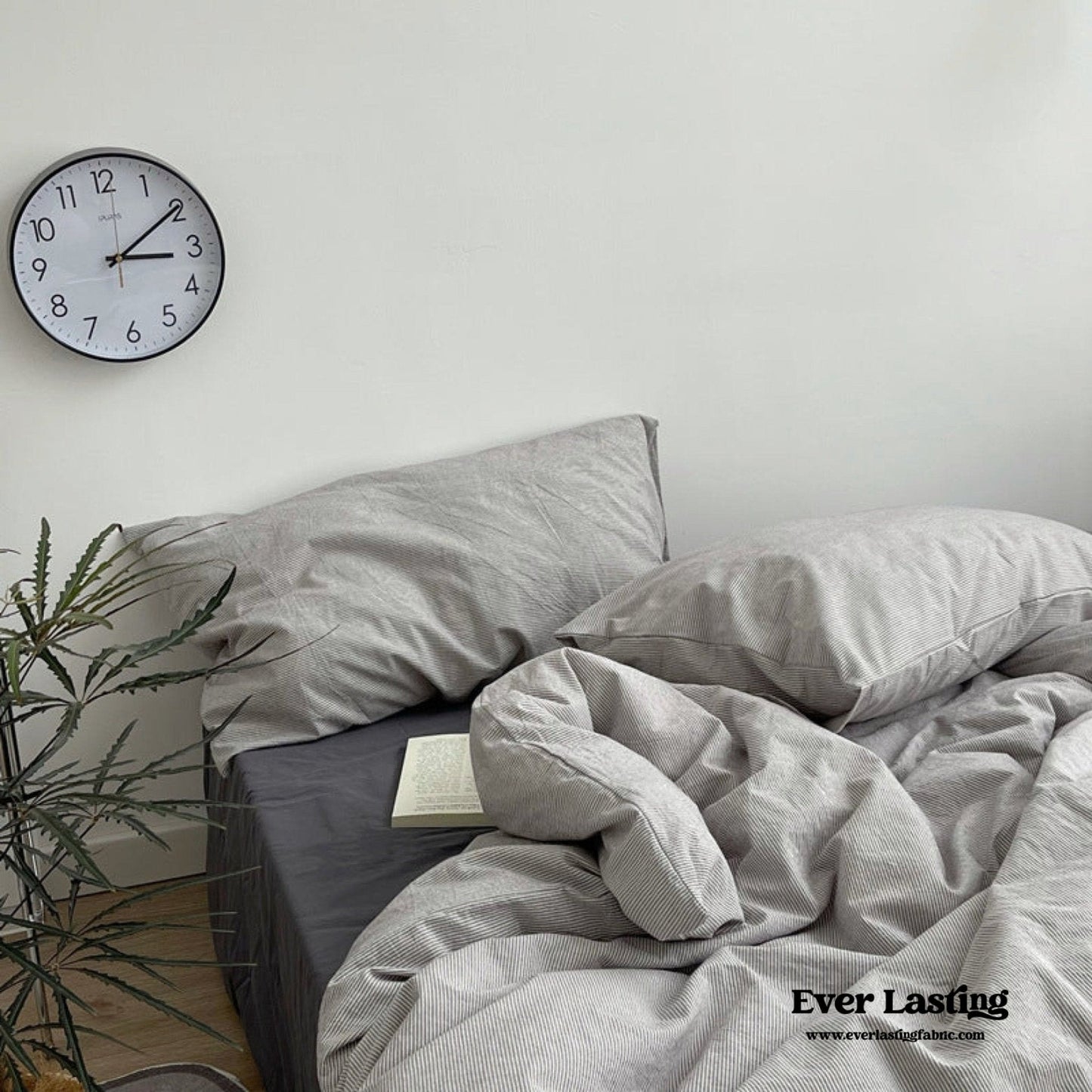 Minimal Mixed Gingham Bedding Set / Gray