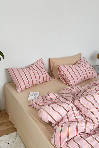 Minimal Stripe Bedding Set / Pink