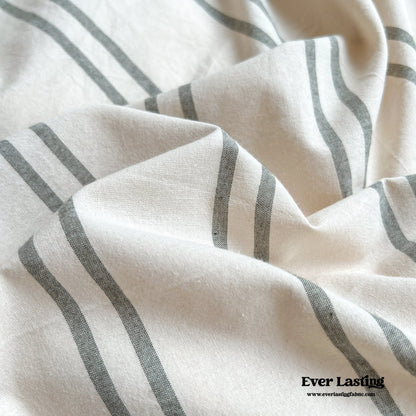 Minimal Vintage Stripe Bedding Set / Forest Green