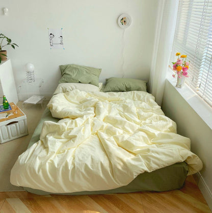 Mixed Color Bedding Set / Green + Yellow