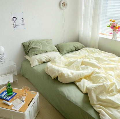 Mixed Color Bedding Set / Green + Yellow