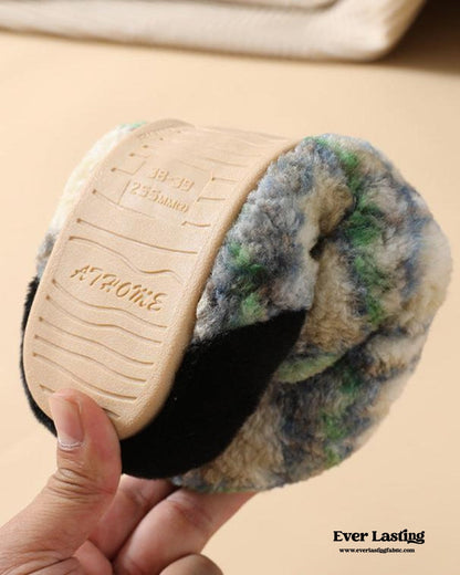 Modern Warm House Slippers / Blue Striped