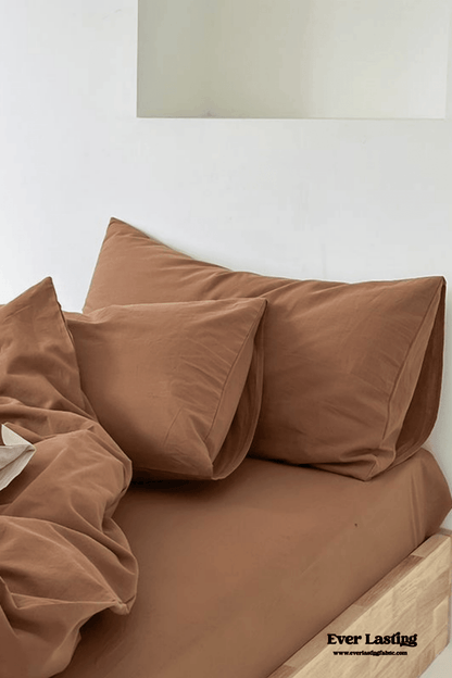 Modern Washed Cotton Bedding Set / Blue