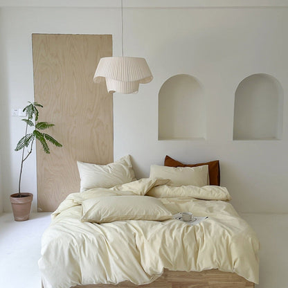 Modern Washed Cotton Bedding Set / Green