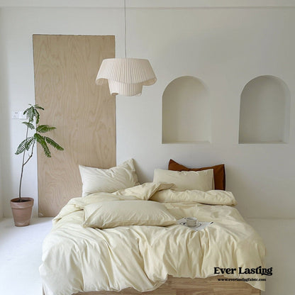 Modern Washed Cotton Bedding Set / Maple Red