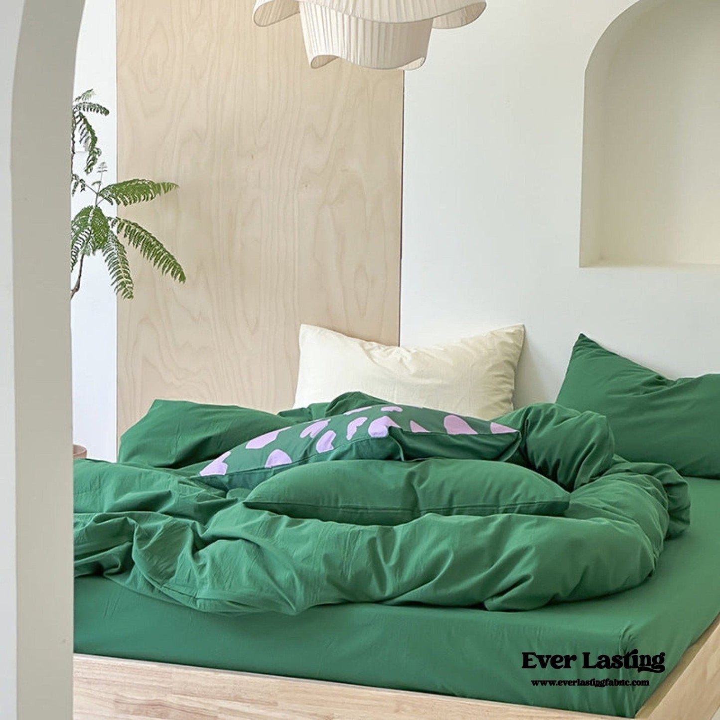 Modern Washed Cotton Bedding Set / Maple Red