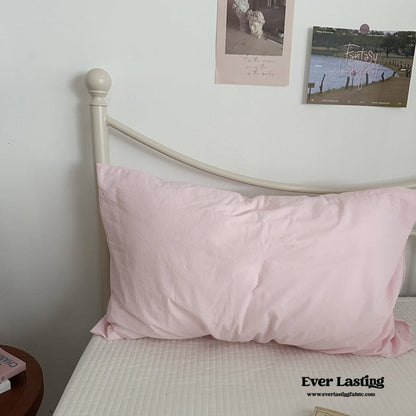 Muted Blush Cotton Pillowcase / Yellow