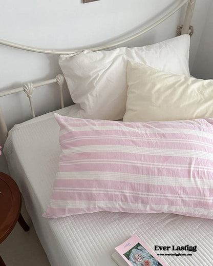 Muted Blush Cotton Pillowcase / Yellow