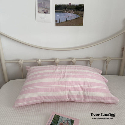 Muted Blush Cotton Pillowcase / Yellow