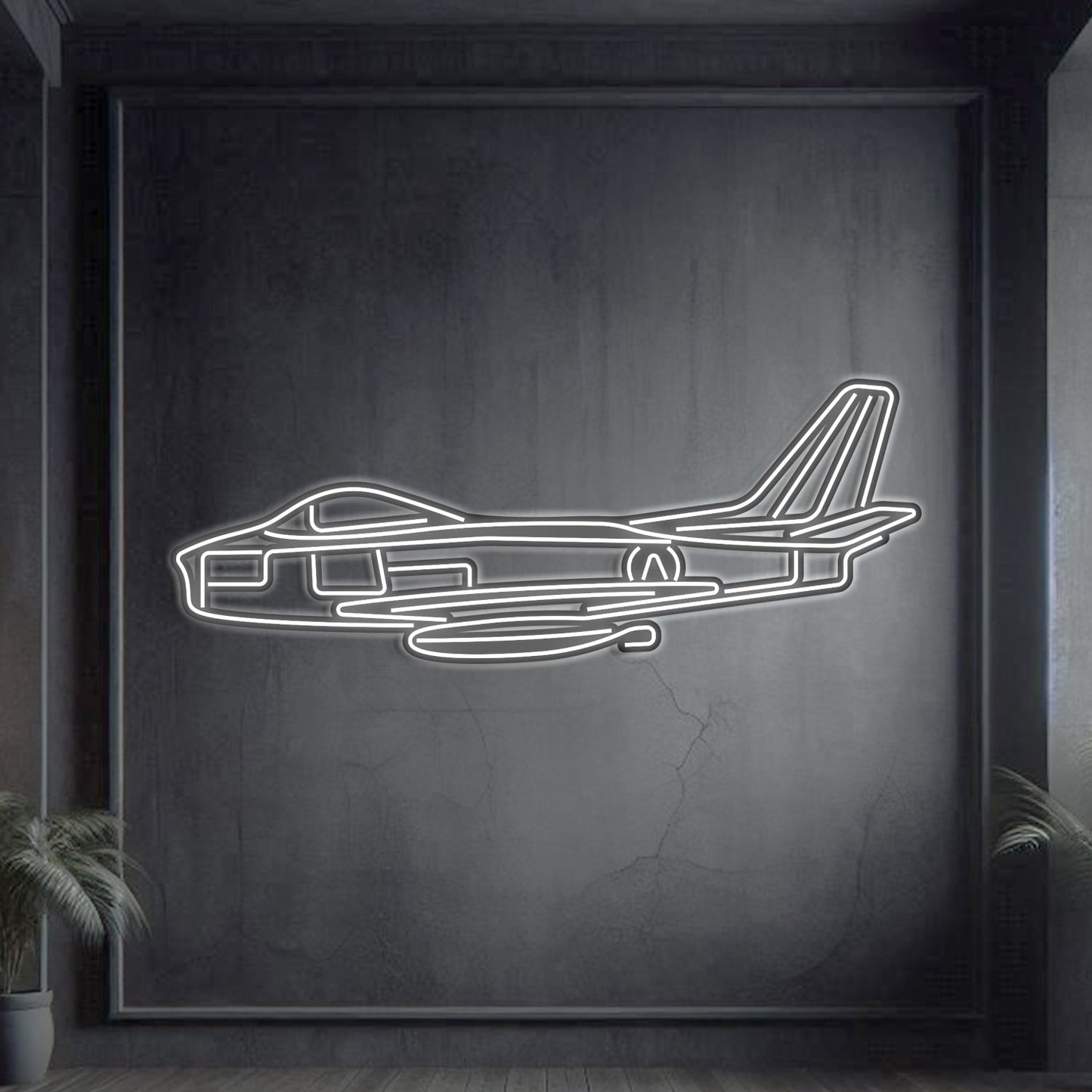 F-86 Sabre Metal Neon Aircraft Wall Art - NCN0044