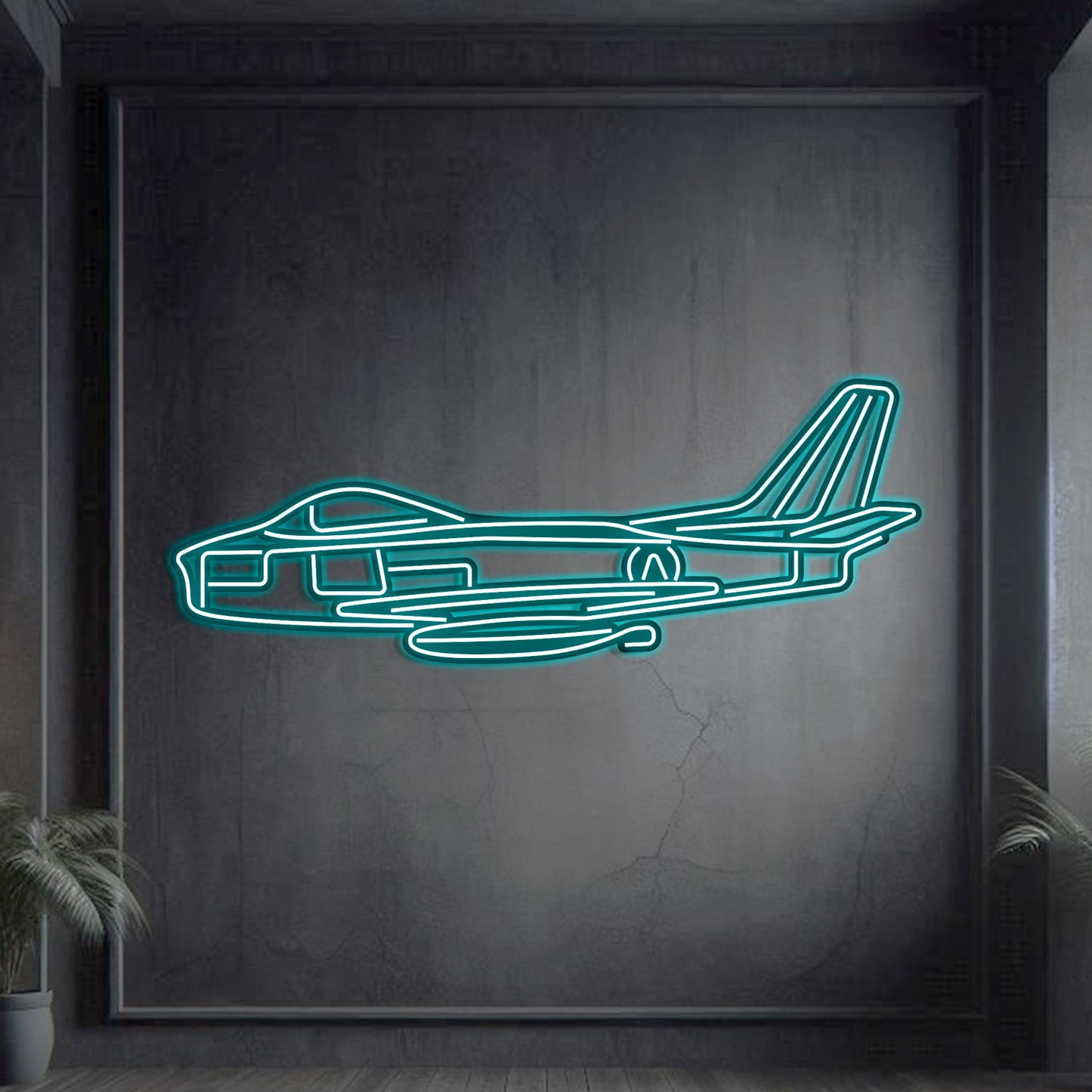 F-86 Sabre Metal Neon Aircraft Wall Art - NCN0044