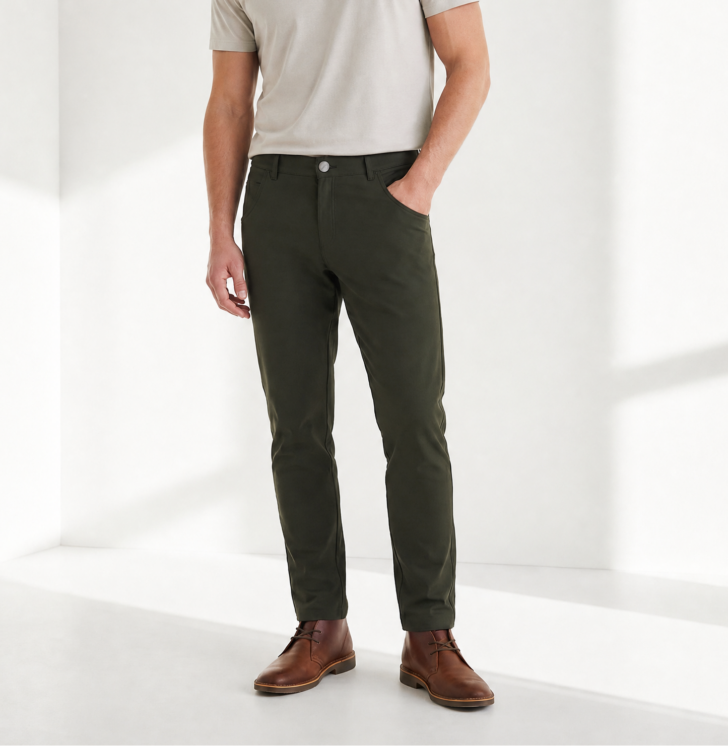 NEW & UPDATED Super - Stretch Men's Chinos //Casual// Olive - Performance Collection