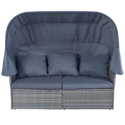 Outdoor Patio Furniture Set Daybed Sunbed with Retractable Canopy Conversation Set Wicker Furniture Sofa Set