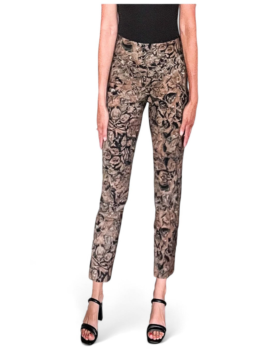 Krazy Larry P507 Brown Leaves Ankle Pull on Pant