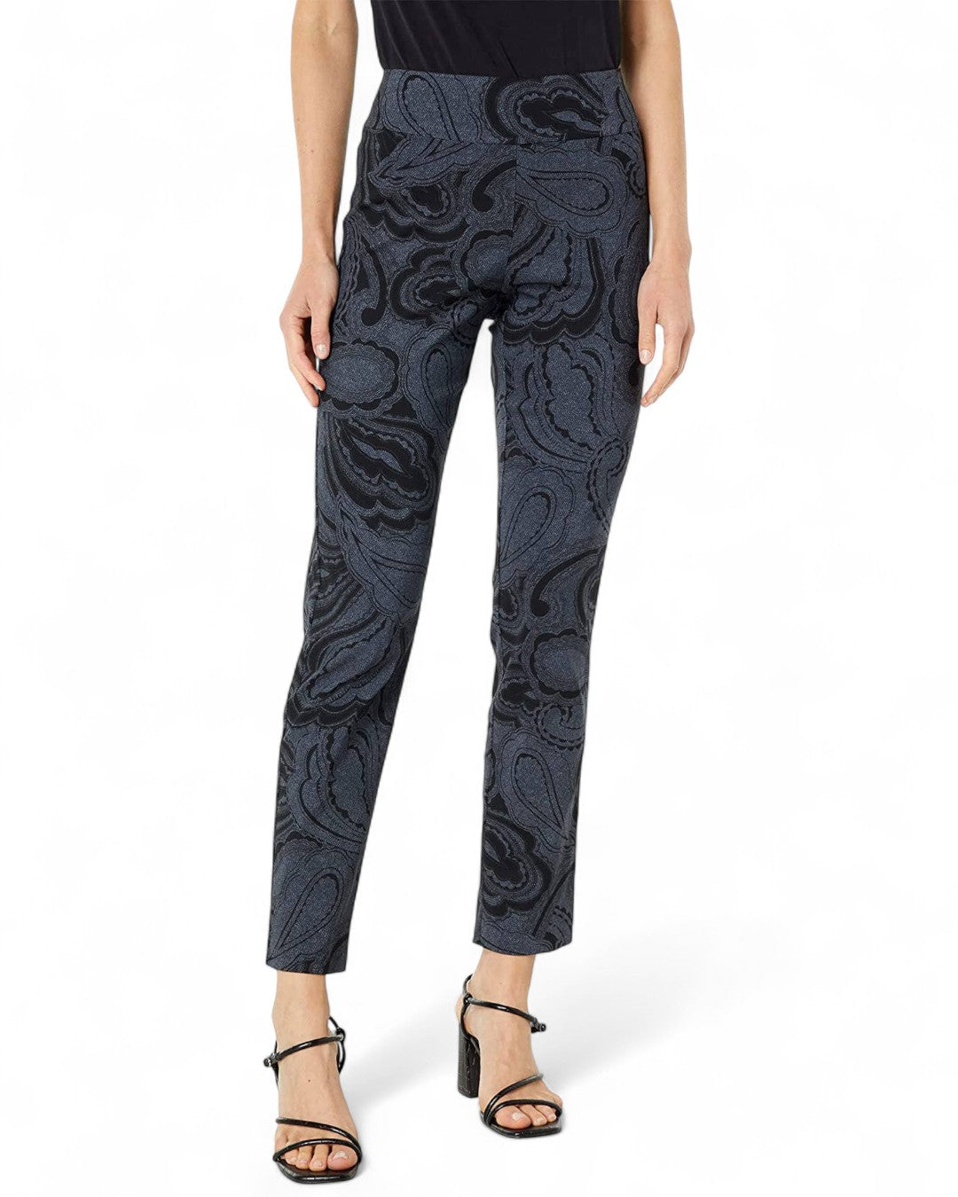 Krazy Larry P507 Pull on Pant - Paisley Grey Black Pattern