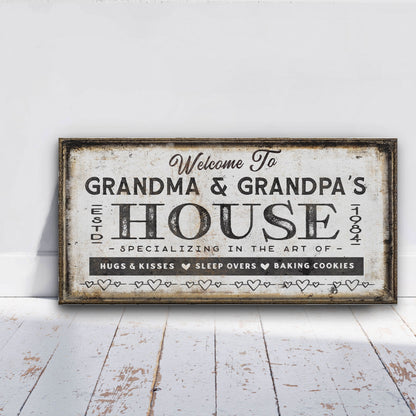 Grandma & Grandpas House Canvas Sign | Personalizable Grandparent Gift