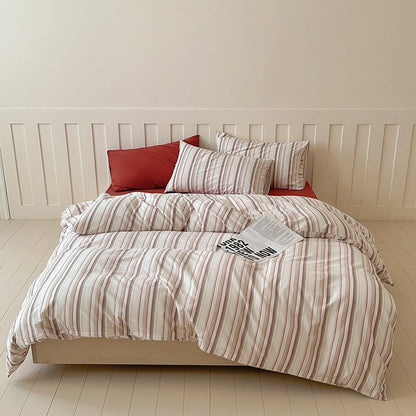 Parker Minimalist Striped Bedding Set / Khaki & Gray