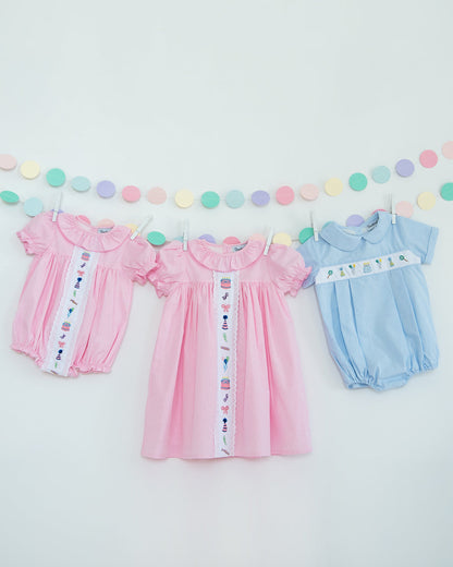 Party Time Hand Embroidered Pink Gingham Bubble
