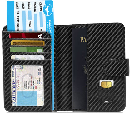 Vegan Leather Passport Holder – Travel Organizer with Snap Closure