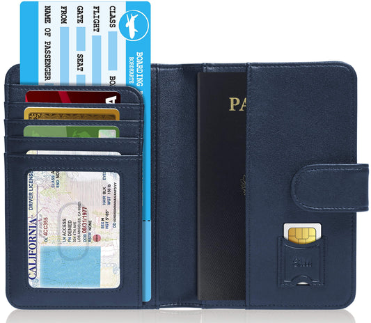 Vegan Leather Passport Holder – Travel Organizer with Snap Closure