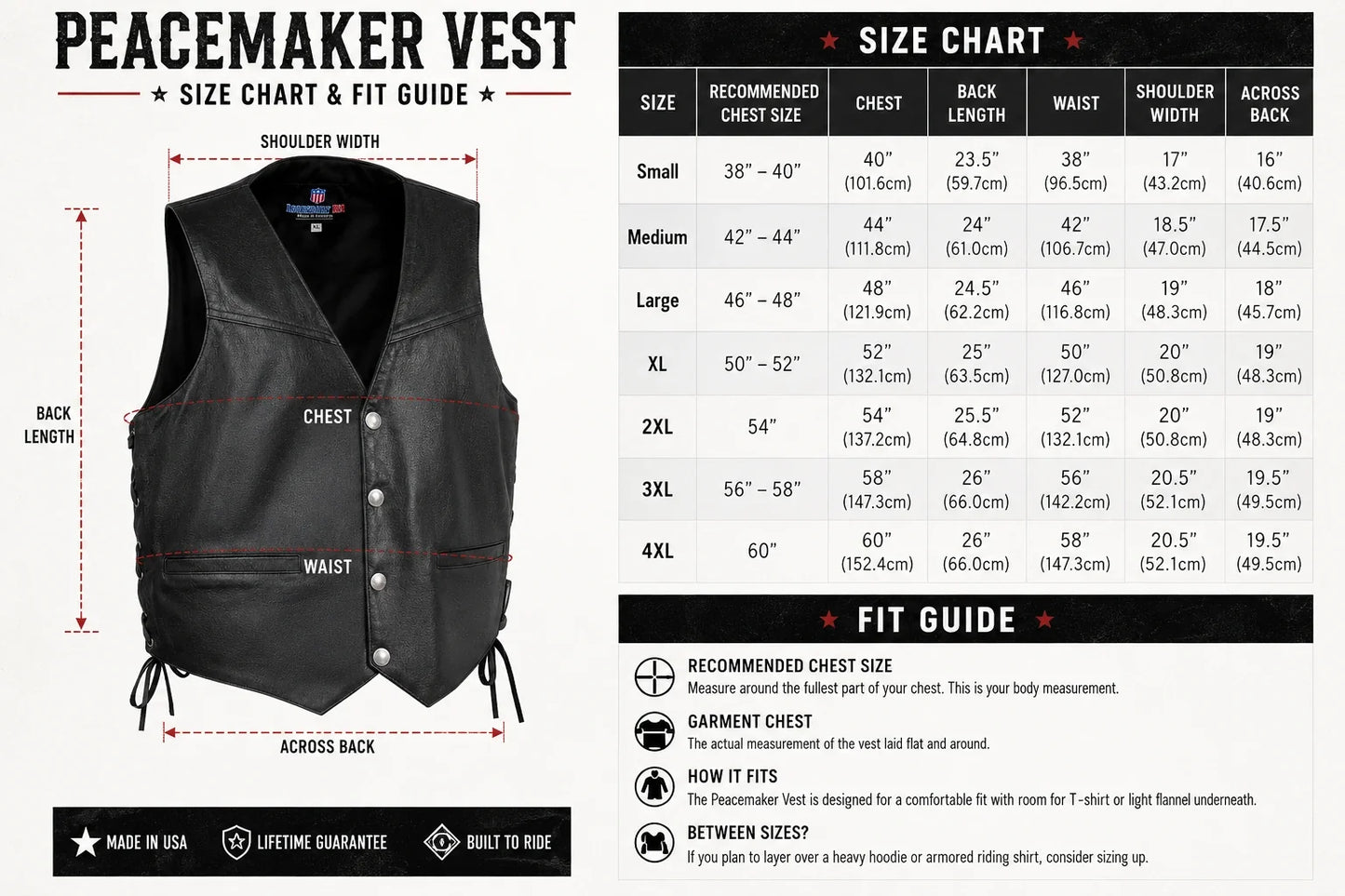 Legendary Peacekeeper Vintage Leather Gun-Pocket Vest