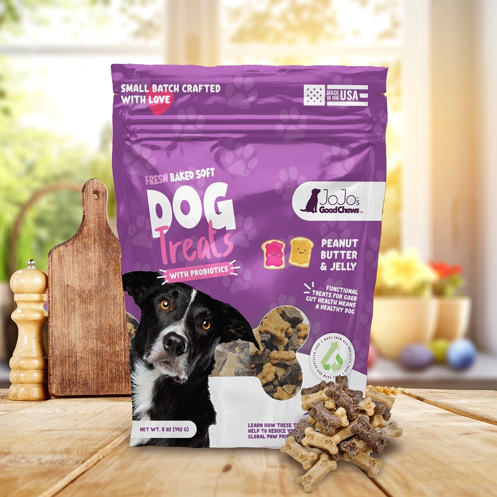 JoJo Good Chews Peanut Butter & Jelly Soft Chew Dog Treats (2-Pack)