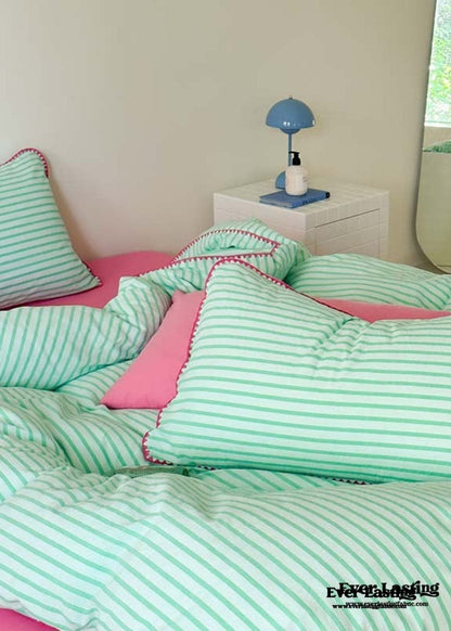 Pepper Candy Stripe Bedding Set / Blue + Yellow