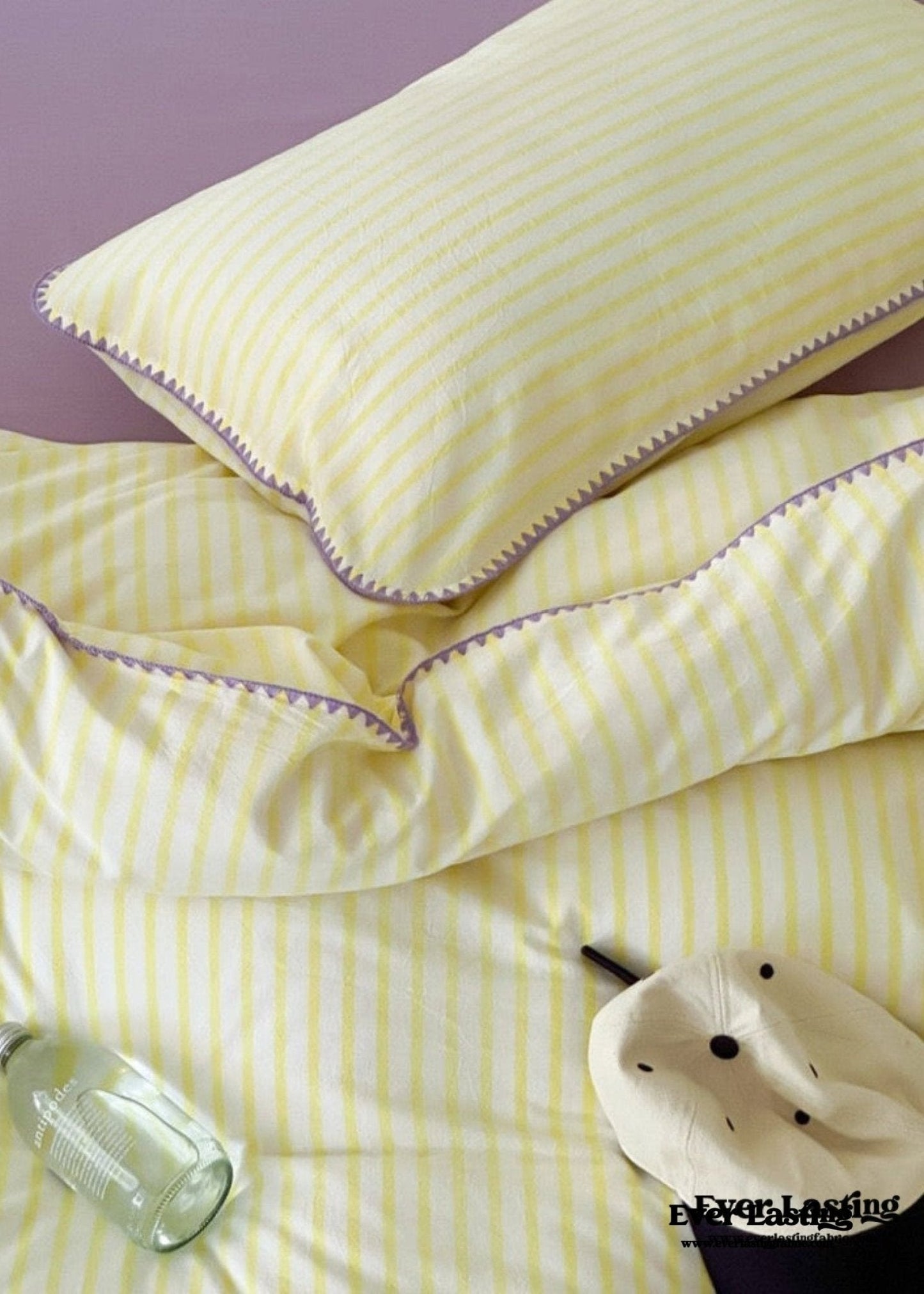 Pepper Candy Stripe Bedding Set / Blue + Yellow