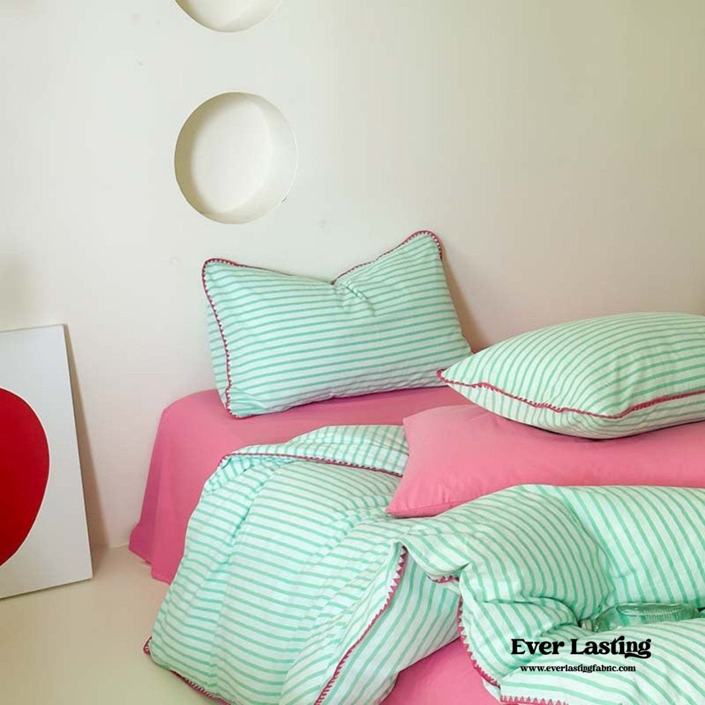 Pepper Candy Stripe Bedding Set / Fuchsia