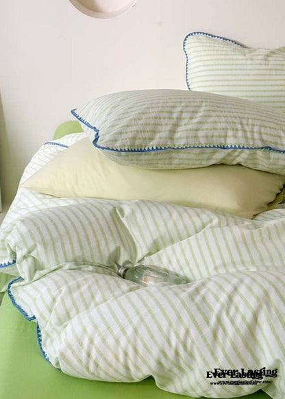 Pepper Candy Stripe Bedding Set / Light Green
